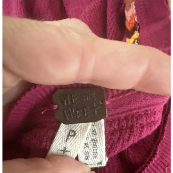 Free People Womens Sz S Embroidered Thermal Henley Top Waffle Knit Top Rainbow - Picture 11 of 12